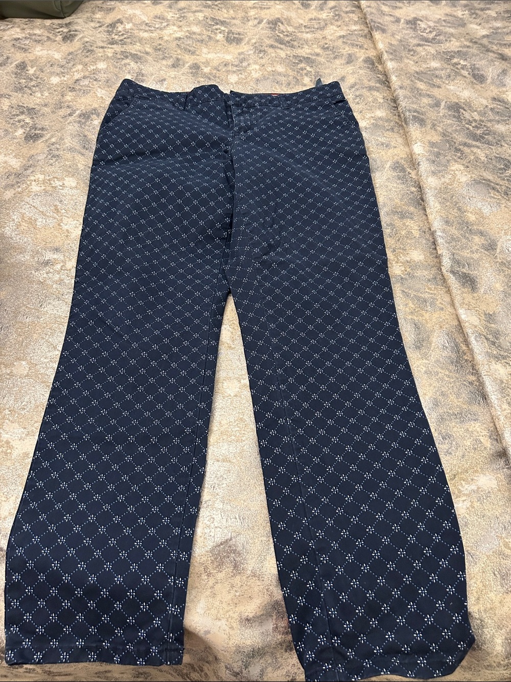 Tommy Hilfiger Navy Diamond-Pattern Chinos